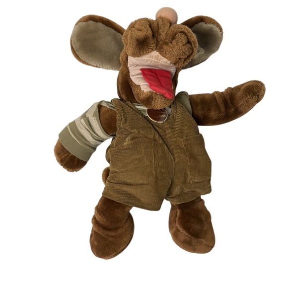 Vtg 80s Ganz Wrinkles the Dog 17" Hand Puppet Plush In Corduroy Overalls Korea - Picture 7 of 11